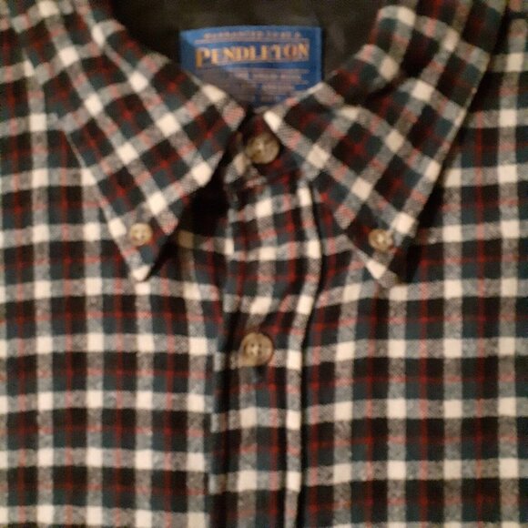 Pendleton Mens Shirt 100% Pure Virgin Wool Plaid Collared Button-Up L USA Made - Picture 9 of 14